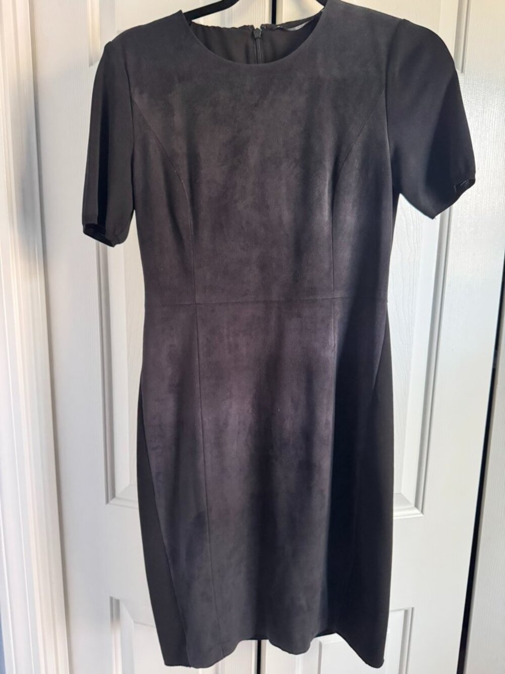 Elie Tahari Navy Real Suede Front Stretch Dress Size 4